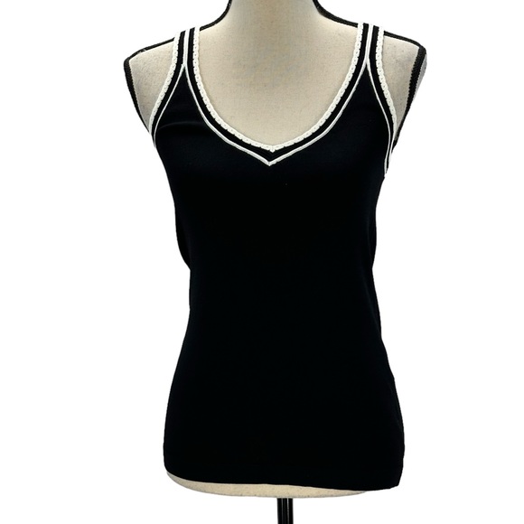Karl Lagerfeld Tops - Karl Lagerfeld Sleeveless Lace Trim Sweater Tank Top - Black White - size XS